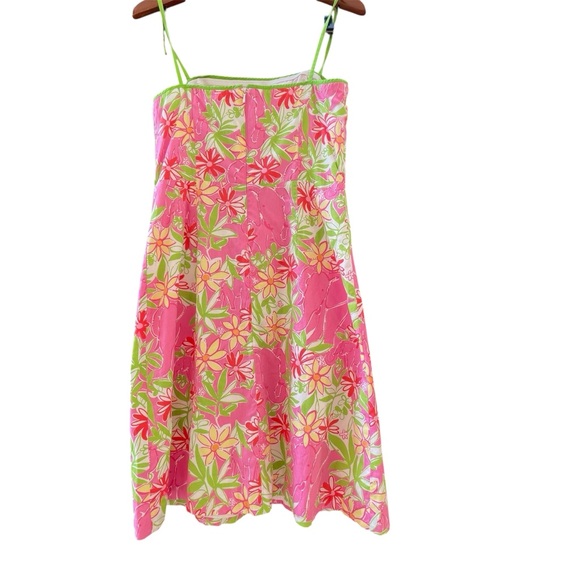 Lilly Pulitzer Pink & Kelly Green Tropical Elephant Sundress Sz- 10 - Picture 6 of 15